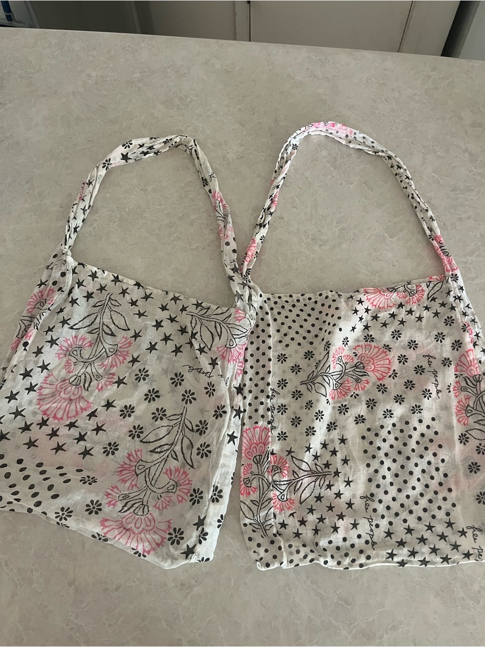 Floral Pink & Black Cotton Tote Bag - Lightweight Shoulder Bag